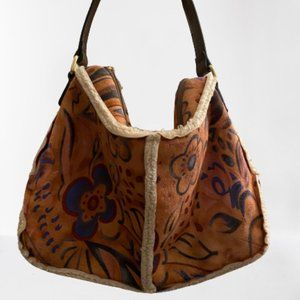 Faux Leather Floral Purse Tote 15 x 10”